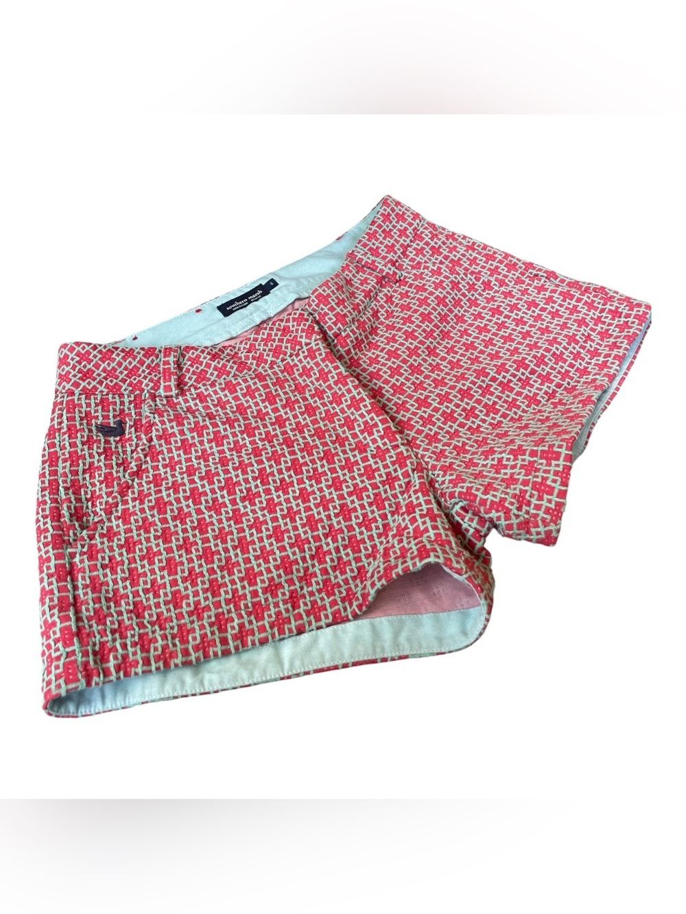 Southern Marsh Pink Mint Green Geometric Knit Shorts Low Rise Pockets Size 4 - Picture 3 of 7